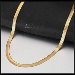 NEW GOLD 5mm HERRINGBONE SNAKE CHAIN CHOKER OMEGA NECKLACE